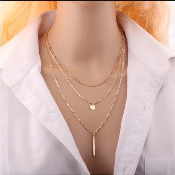 Gold Filled Circle Bar Multilayer Necklace - Picture 1 of 1